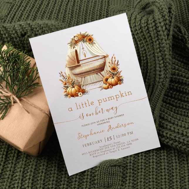Girl Little Pumpkin Fall Boho Baby Shower  Invitation (Creator Uploaded)