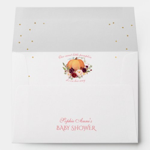 Girl Little Pumpkin Thanksgiving Baby Shower Envelope