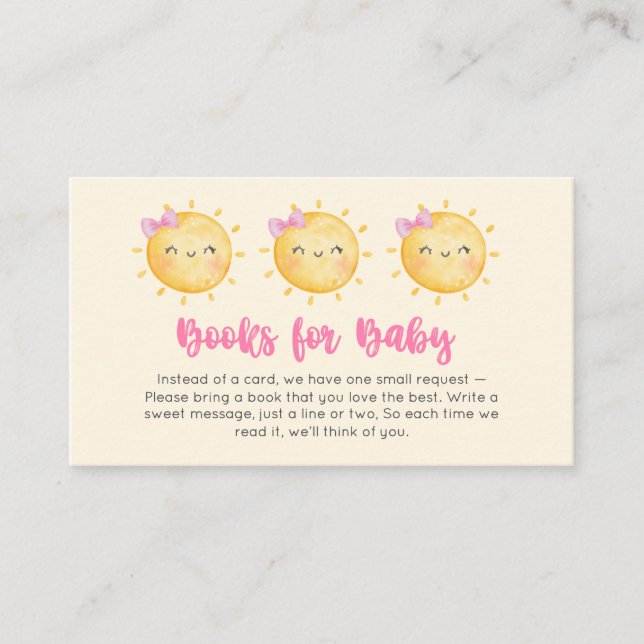 Girl Little Ray of Sunshine Baby Books for Baby Enclosure Card (Front)