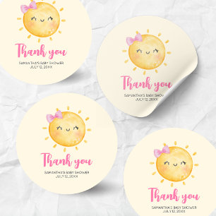 Girl Little Ray of Sunshine Baby Shower Classic Round Sticker