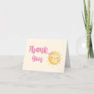 Girl Little Ray of Sunshine Baby Shower Letterpress Thank You Card