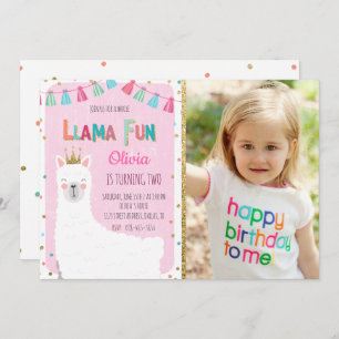Girl Llama Birthday Invitation