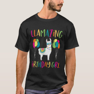 Girl Llama Birthday LLamazing Party Alpaca Balloon T-Shirt