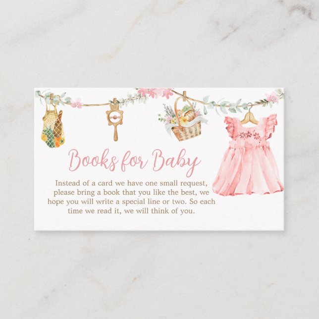 Girl Locally Grown Baby Shower Books for Baby Enclosure Card (Front)