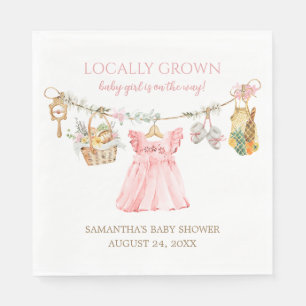 Girl Locally Grown Baby Shower Luncheon Napkins