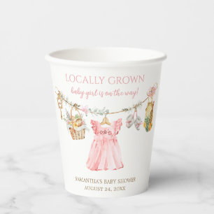 Girl Locally Grown Baby Shower Paper Cups