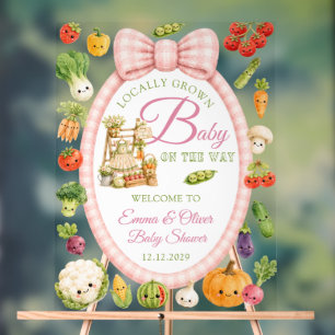 Girl Locally Grown Baby Shower Welcome Acrylic Sign