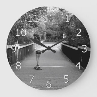 Girl Longboarder Large Clock