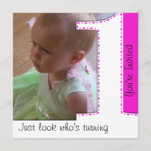 Girl Look Who's Turning 1 Birthday Invitation