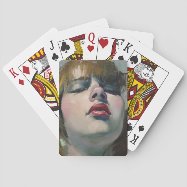 Girl Looking Down (by Malcolm T. Liepke) Poker Cards (Back)