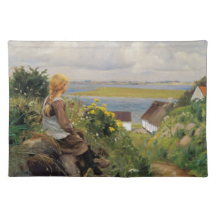 Girl Lost in Thought (by H.A. Brendekilde) Cloth Placemat