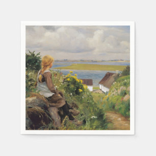 Girl Lost in Thought (by H.A. Brendekilde) Napkins