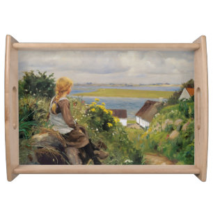 Girl Lost in Thought (by H.A. Brendekilde) Serving Tray