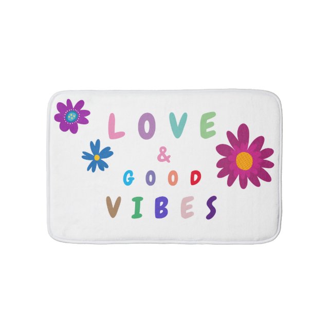 Girl Love & Good Vibes Colorful Bath Mat (Front)
