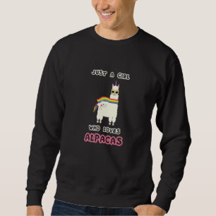 Girl Loves Alpacas Llama Rainbow Carl Sweatshirt