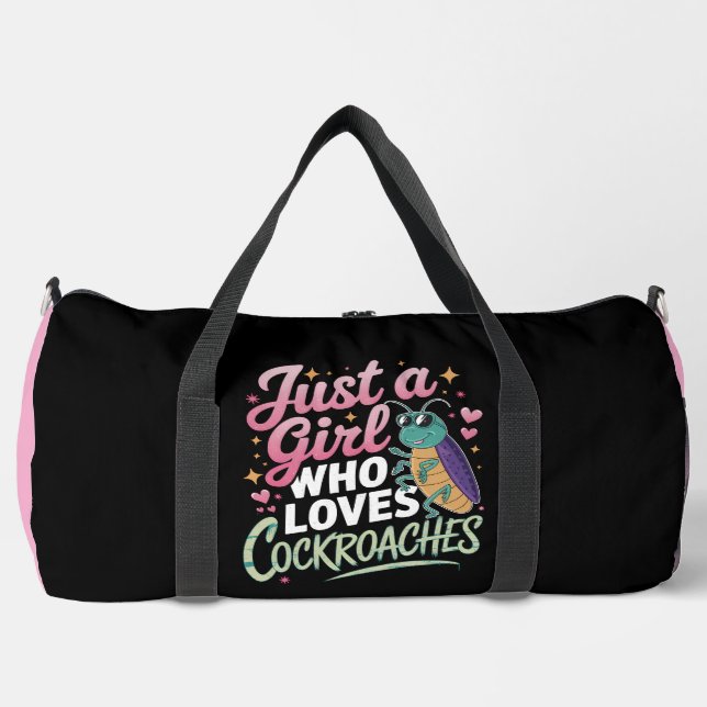 Girl Loves Cockroaches Bug Humor Duffle Bag (Front)