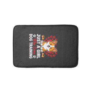 Girl Loves Dog Training Corgi Bath Mat