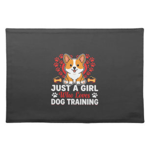 Girl Loves Dog Training Corgi Cloth Placemat