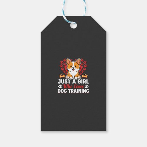 Girl Loves Dog Training Corgi Gift Tags
