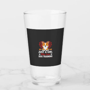 Girl Loves Dog Training Corgi Glass