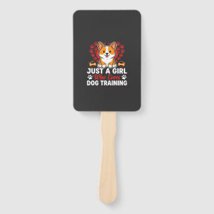 Girl Loves Dog Training Corgi Hand Fan