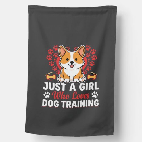 Girl Loves Dog Training Corgi House Flag
