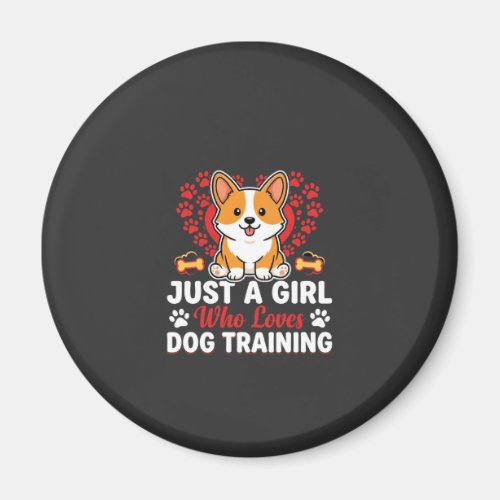 Girl Loves Dog Training Corgi Magnet