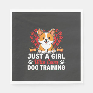 Girl Loves Dog Training Corgi Napkins