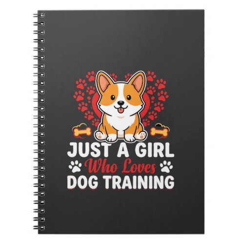 Girl Loves Dog Training Corgi Notebook