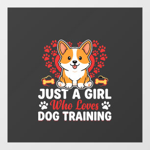 Girl Loves Dog Training Corgi Window Cling
