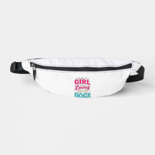 Girl Loves Dogs Vintage Engraving Typography Desig Fanny Pack
