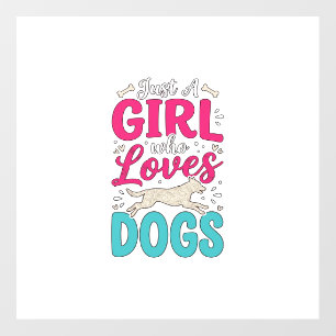 Girl Loves Dogs Vintage Engraving Typography Desig Floor Decals
