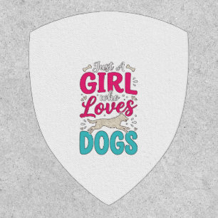 Girl Loves Dogs Vintage Engraving Typography Desig Patch