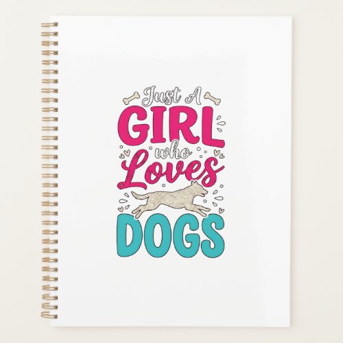 Girl Loves Dogs Vintage Engraving Typography Desig Planner