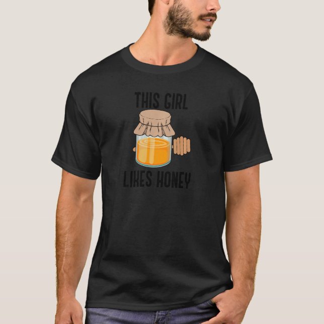 Girl Loves Eating Honey Nature Bee Wildlife Premiu T-Shirt (Front)