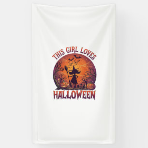 Girl Loves Halloween Witch Pumpkins Bats_1 Banner