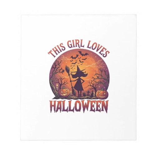 Girl Loves Halloween Witch Pumpkins Bats_1 Notepad