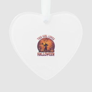 Girl Loves Halloween Witch Pumpkins Bats_1 Ornament