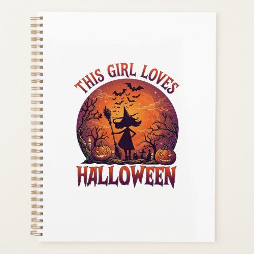 Girl Loves Halloween Witch Pumpkins Bats_1 Planner