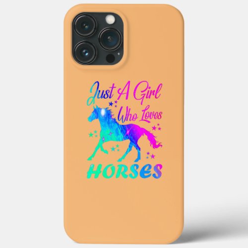 Girl Loves Horse Watercolor Tie Dye Horse Gift iPhone 13 Pro Max Case
