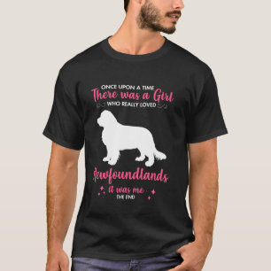 Girl Loves Newfoundland Dog For Men Women Mom Dad  T-Shirt