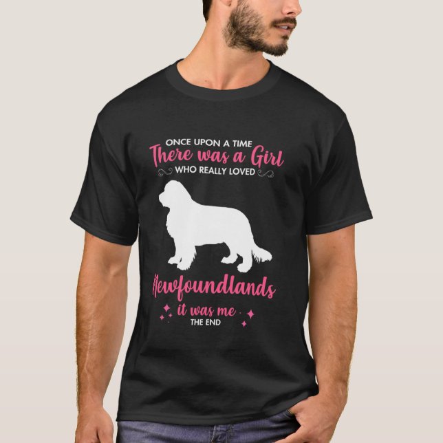 Girl Loves Newfoundland Dog For Men Women Mom Dad  T-Shirt (Front)