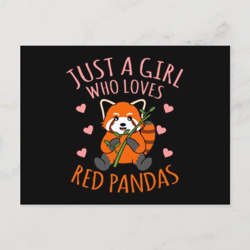 Girl Loves Red Pandas Cute Pet Animal Panda Lover Announcement Postcard