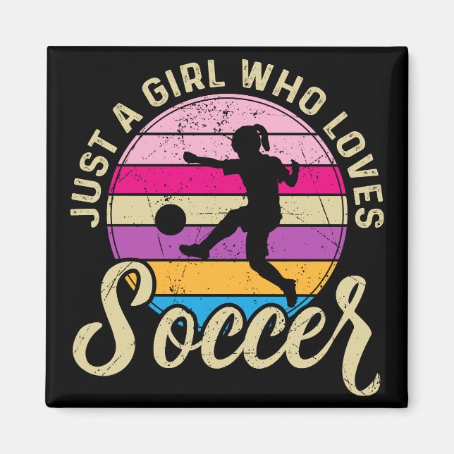 Girl Loves Soccer Colorful Sunset Magnet (Front)