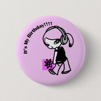 Girl M "It's My Birthday" pink button (BU084-1)