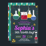 Girl Mad Scientist Caution Birthday Party Invitation<br><div class="desc">Girl Mad Scientist Caution Birthday Party</div>