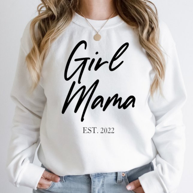 Girl Mama Custom Est Year Minimal Mom Mother Mommy Sweatshirt (Creator Uploaded)
