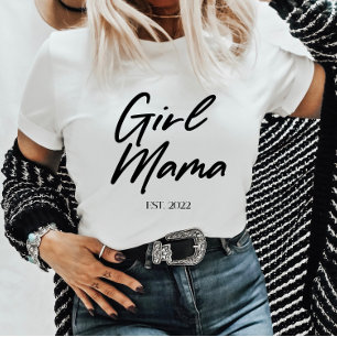Girl Mama Custom Est Year Minimal Mom Mother Mommy T-Shirt