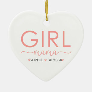 Girl Mama Personalized With Daughter's Names Ceramic Ornament