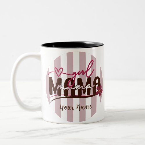Girl Mama Stripes Circle Minimalist Design  Two_Tone Coffee Mug